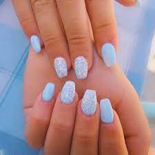 Top amazing acrylic nail ideas to show your sparkle _ the best nail art designs. Nail Color Ideas Blue Nail Polish Blue Glitter Blue Background Cute Summer Nail Designs Cute Summer Nails Cute Nails