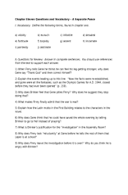 A Separate Peace Vocabulary And Review For Chapter 11 Literature Activities Literature Activities A Separate Peace Vocabulary