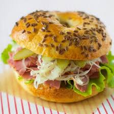 Bagel Sandwich With Pastrami And Sauerkraut In French Bagel Sandwich Food Bagel