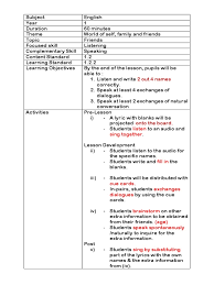 World of self, family and friendstopic english daily lesson plan kssr year 1. Cth Lesson Plan Year 1 2018 Cefr Lesson Plan Neuropsychology