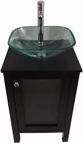Cecilia – our first foray into an asymmetric design, the. 20 Samll Freestanding Wooden Bathroom Vanity With Glass Vessel Sink Set Square Glass Sink Black Amazon Com