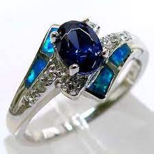 Tanzanite Blue Opal Ring Ebay Aneis Grandes Anel De Formatura Aneis