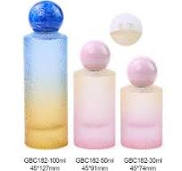 Botella de vidrio de perfume de color degradado en forma redonda premium  30ml 50ml 100ml