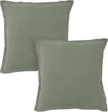 MATT & ROSE Lot de 2 Taies d'oreiller 65x65 cm Uni Lin LAVÉ
