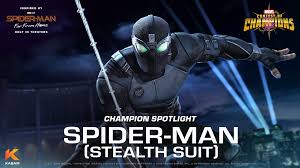 Far from home is a 2019 superhero film based on the marvel comics superhero of the same name. Champion Spotlight Spider Man Stealth Suit Marvel Contest Of Champions