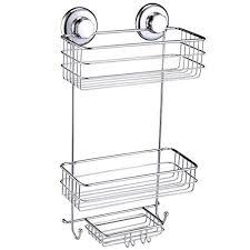 No tools, no drilling, no screws, no holes: Buy Hasko Accessories Suction Cup Shower Caddy Basket For Shampoo Conditioner Soap Razors Stainless Steel Chrome Online In Indonesia B07cvg1xrw