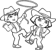 Cool Go Diego Go And Dora Cowboy Coloring Page Cartoon Coloring Pages Kids Printable Coloring Pages Coloring Pages For Kids