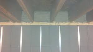 If venting the roof decking is needed… put furring strips on the underside of the roof decking, followed with rigid poly, polywall again, and do this down to the knee wall. Halco Insulation Air Sealing Photo Album Basement Insulation In Freeville Ny