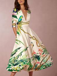 White Elegant Color Block Swing Skater Dresses Leifshow Elegant Floral Dress Spring Dresses Women Evening Gown Dresses