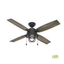 Hunter Barnes Bay 52 In Led Indoor Outdoor Natural Iron Ceiling Fan With Light Kit Ceiling Fan With Light Outdoor Ceiling Fans Ceiling Fan Cover