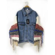 Maybe you would like to learn more about one of these? Flectit Oversized Contrast Knitted Sleeve Denim Jacket Women Fringed Tassel Jeans Jackets Street Style 2021 Jackets Aliexpress