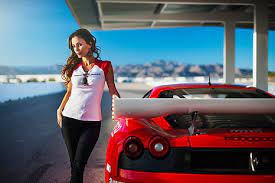 Dream car ferrari for girls. Hd Wallpaper Girl F430 Ferrari Red Model Racing Beauty Supercar Dream Wallpaper Flare