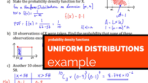 Uniform Distribution Probability Density Function Example Youtube