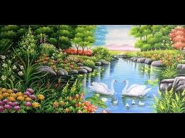 How to draw a beautiful garden scenery. HÆ°á»›ng Dáº«n Váº½ Tranh Phong Cáº£nh Bai 9 Beautiful Gardens And Flowers Acrylic Painting Youtube Scenery Paintings Nature Art Painting Acrylic Painting