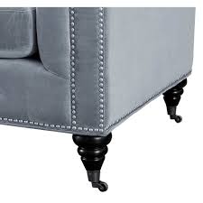 Barrister sofa, gray velvet with black piping. Hanny Grey Velvet Sofa Overstock 10425954