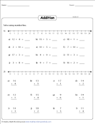addition using number line worksheets