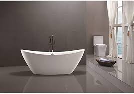 Bathroom cream wall tile with oval stand alone bathtub on white ceramic flooring. Vanity Art 71 Inch Freestanding Acrylic Bathtub Modern Stand Alone Soaking Tub With Chrome Finish Upc Certified Round Overflow And Pop Up Drain Va6807 Amazon Com