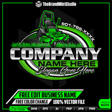 Lawn Care Mowing Landscaping Zero Turn Mower Gardener Gardening Garden  Grass Landscape Service Logo Design For Your Business