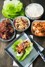 1/2 cup reduced sodium soy sauce · 1/4 cup brown sugar, packed · 1/4 cup chopped green onions · 4 cloves garlic, minced · 2 tablespoons sesame oil . Korean Barbecue Pork Lettuce Wraps Wrap Recipes Pork Lettuce Wraps Lettuce Wrap Recipes