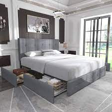 Maybe you would like to learn more about one of these? Amolife Queen Size Platform Bed Frame With Headboard And 4 Storage Drawers Button Tufted Style Light Grey Walmart Com Walmart Com
