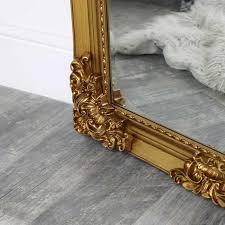 Beautifully curved with an slender brushed gold frame, our full length mirror is a stylish addition to any room. Extra Extra Large Ornate Antique Gold Full Length Wall Floor Mirror 85cm X 210cm