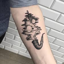 From tribe to community or just to person, smoke signals were a simple way to send a scared message across the sky. Pipe With Cosmic Smoke Tattoo Tattoogrid Net
