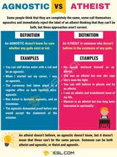 Agnostic Vs Atheist Difference Between Atheist Vs Agnostic 7 E S L In 2020 English Writing Skills English Vocabulary Words English Language Teaching