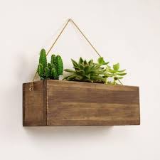 Vintage Wooden Hanging Planter For Succulents And Cactus Simple Wood Indoor Wall Hanging Planter Rustic Wood Indoor Plant Pot Wall Hanging Plant Pots Hanging Planters Indoor Plant Pots