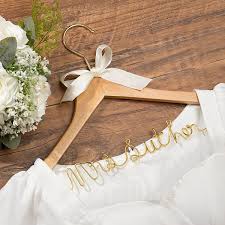 Personalized Bow Knot Bridal Wedding Wood Hanger with Name Wedding Bridal  Shower for Her
