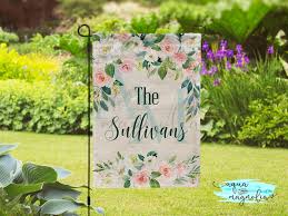 Personalized Garden Flag Blush Floral Custom Yard Flag Home Decor Double Sided X Large Flag Personalize Personalized Garden Flag Garden Flags House Flags