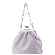 Nina Vintage Style Crystal Handle Frame Clutch - Silver