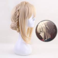 Joneting blonde cosplay wig short wavy wigs for men synthetic hair hero wigs for graduation: High Quality Violet Evergarden Anime Cosplay Wig Women Synthetic Hair Blonde Heat Resistant Costume Party Braided Wigs Wig Cap Aliexpress