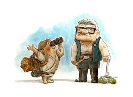 Star Wars Up Art Mashup By Artist James Hance The Illustration Is Called A Tatooine Explorer Is A Fr Disney Star Wars Star Wars Art Movie Posters Minimalist