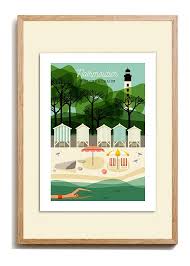 Affiche 30x40cm Noirmoutier Le Bois De La Chaise Serie Bain De Mer Landscape Illustration Travel Illustration Paris Illustration