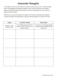 Some of the worksheets displayed are changing negative thinking patterns, positive thought replacement work, self talk, saying no to negative thinking work, challenging negative. Automatic Thoughts Worksheet Therapist Aid Therapy Worksheets Cbt Worksheets Cognitive Behavioral Therapy