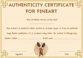 Enter a description of the item being authenticated, the date. Certificate Border Art Certificate Of Authenticity Template Free
