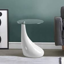 Round coffee and accent table for living room and dining room use. Buy Goldfan Glass Side Table Modern High Gloss End Table Coffee Table Living Room Small Round Table White Energy Class A Online In Qatar B07cw9vt21