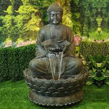 Alpine 54 In Buddha Zen Outdoor Fountain With Led Buddha Statue Garden Fountains Outdoor Buddha Garden