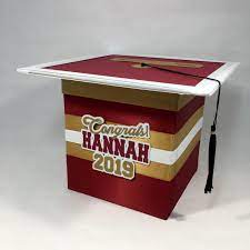 Graduation Cap Card Box Maroon Gold In 2021 Graduation Card Boxes Gold Graduation Party Card Box