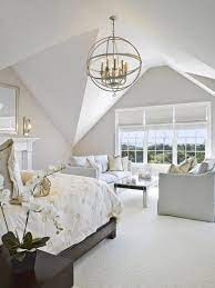 Ceiling fixtures are a good solution for utilitarian needs, providing general lighting for smaller areas like hallways, bathrooms, laundry rooms, kitchens, and bedrooms. Fresh Airy Retreat Master Bedroom Lighting Bedroom Design Home