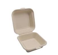Hamburger Box Disposable Biodegradable Bagasse Take-out Picnic Packaging Lid 450ml Capacity Waterproof Oilproof Microwave Safe