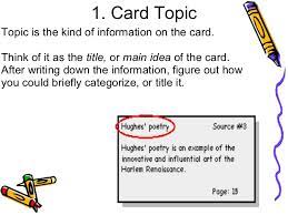 When you commit your thoughts to paper you process them, distil them, and make more sense of them. Research Paper Notecard Practice