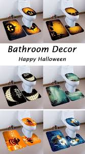 Bathroom Decor Ideas Halloween Pumpkin Withered Tree Printed Bathroom Mats Set Halloween Bathroom Diy Halloween Decorations Halloween Party Decor