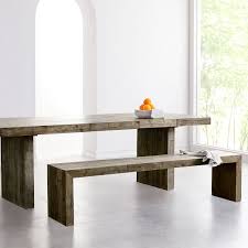Rustic modern wood bench outdoor patio garden 100% original design and handmade by myself at realsimplewood made from thick naturally rot and weather resistant rough sawn cedar timbers that will last years beyond. Emmerson Reclaimed Wood Dining Bench Stone Gray
