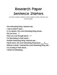 Research Paper Sentence Starters By Gt Friends Tpt