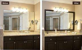 It is quick, easy, beautiful, and, for only $18, couldn't be cheaper! Before And After Diy Mirror Frames Bathroom Update Bathroom Mirrors Diy Bathroom Mirror Frame Diy Mirror Frame Bathroom