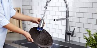 Kitchen faucets are of many types depending upon a number of handles and faucet holes. Dish Scrubbing Faucets Professional Kitchen Faucet