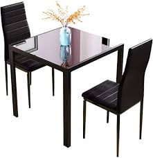 7 steps to the perfect dinner table. J Glass Square Dining Table And Chairs Small Kitchen Table With High Back Black 3 Amazon De Kuche Haushalt