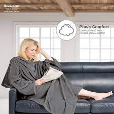 This delightfully soft, silky and lightweight blanket is perfect for every season. Brookstone Nap Wearable Throw