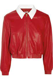 Crimson Leather Bomber Jacket Miu Miu